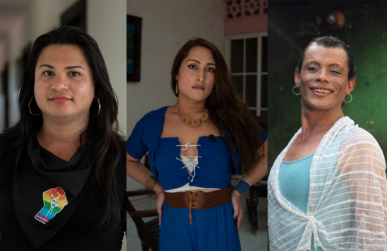 Victoria Obando, Kisha López y Carolina Gutiérrez son las tres presas políticas transgénero que fueron arrestadas por unirse a la protesta cívica. Claudia Tijerino | Niú